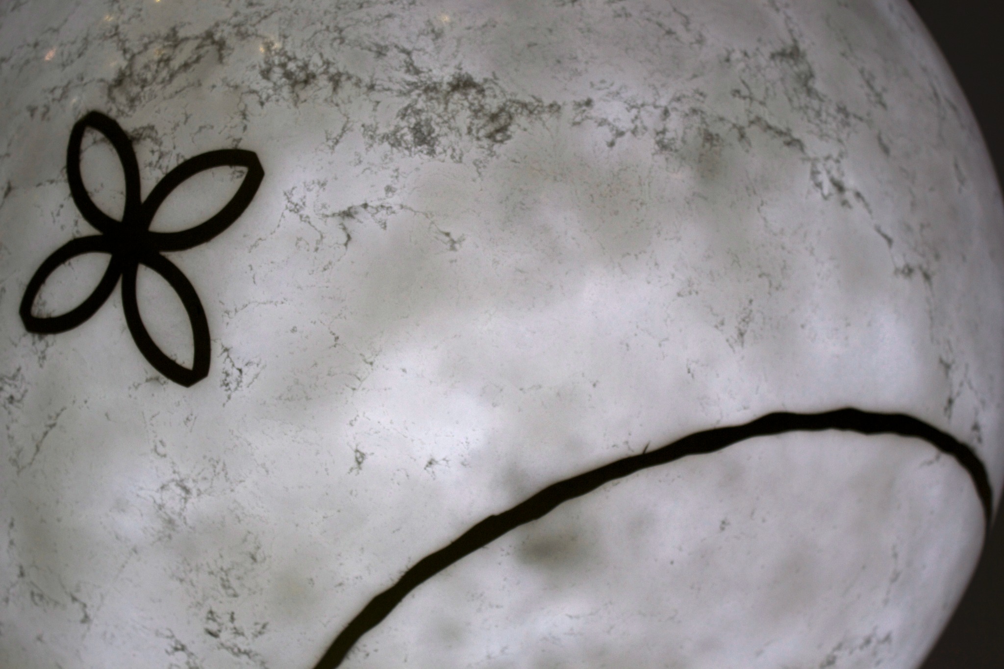 LumiCast illuminated curved surface with a dark floral motif